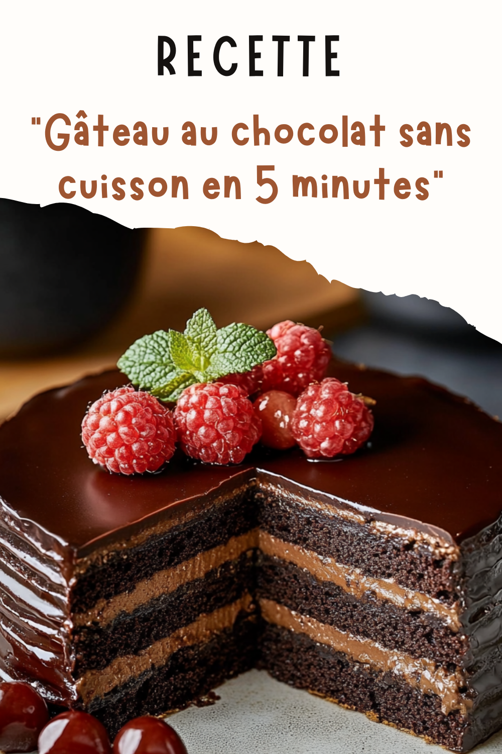 Gâteau au chocolat sans cuisson en 5 minutes