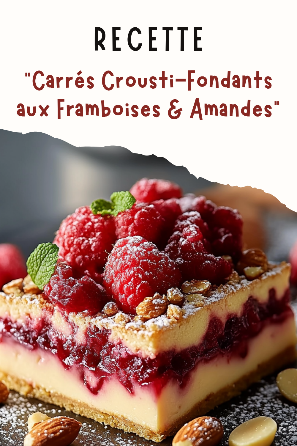 Carrés Crousti-Fondants aux Framboises & Amandes