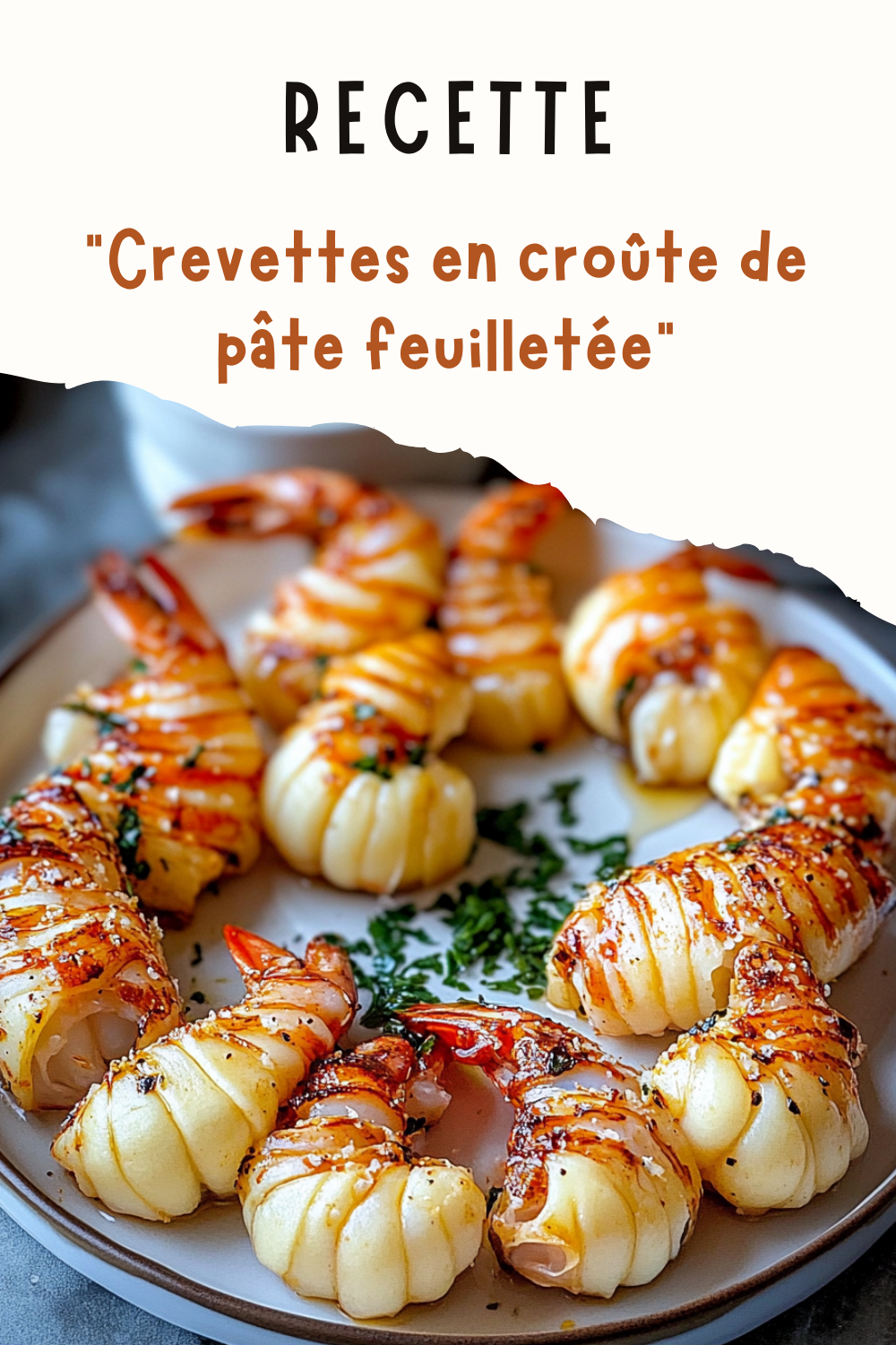 Crevettes en croûte de pâte feuilletée