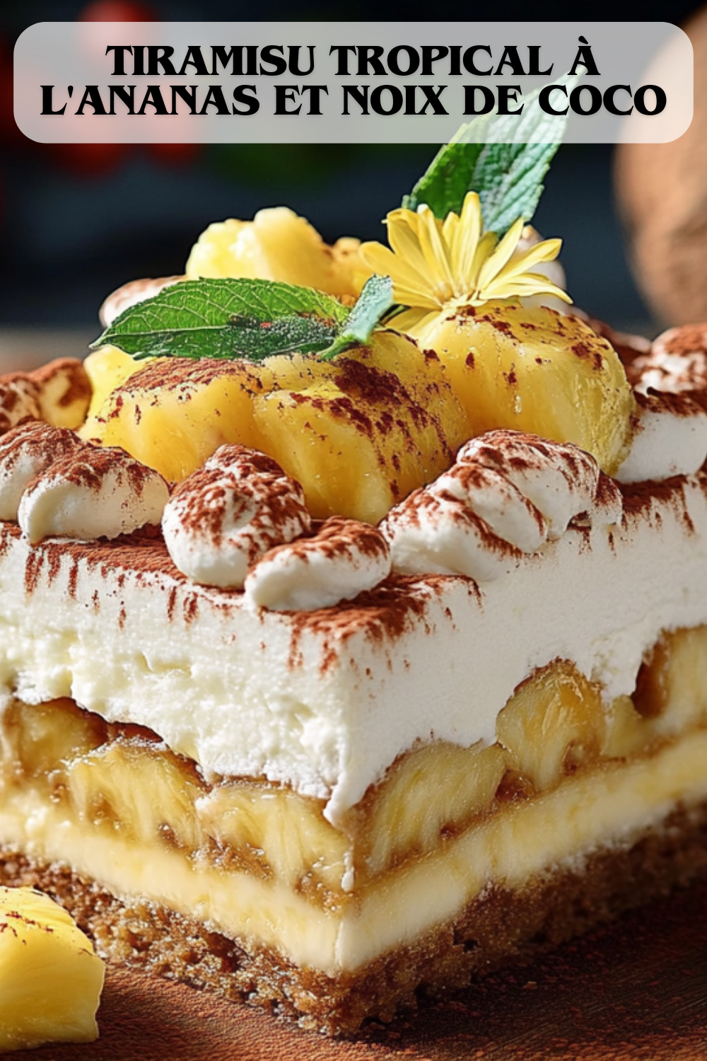 Tiramisu Tropical à l'Ananas et Noix de Coco