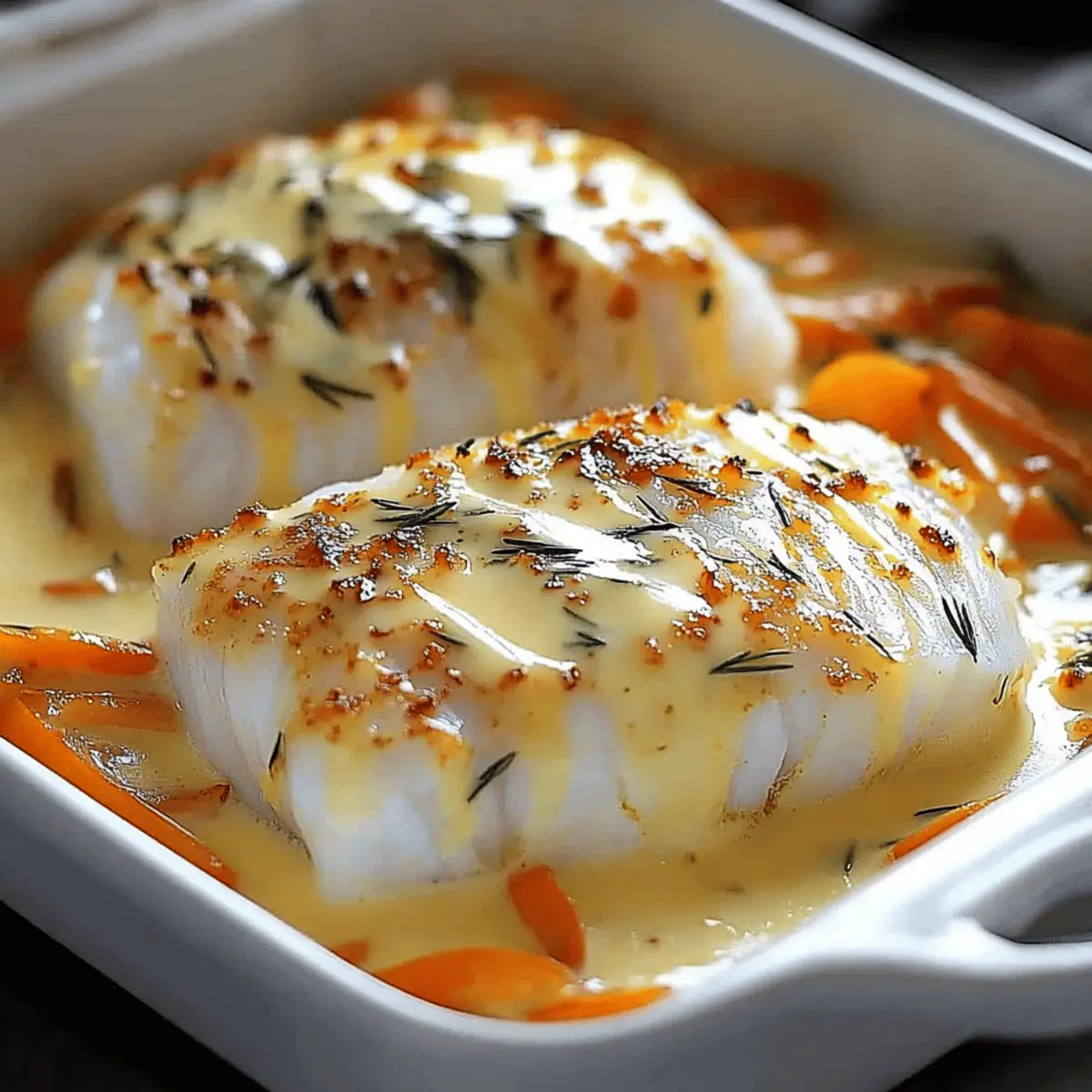 Filets de Cabillaud au Four à la Crème et aux Légumes