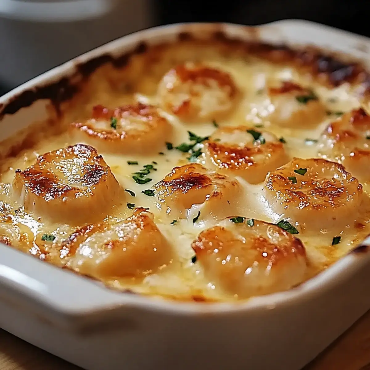 Gratin de Noix de Saint-Jacques et Crevettes - Ingredients prepared