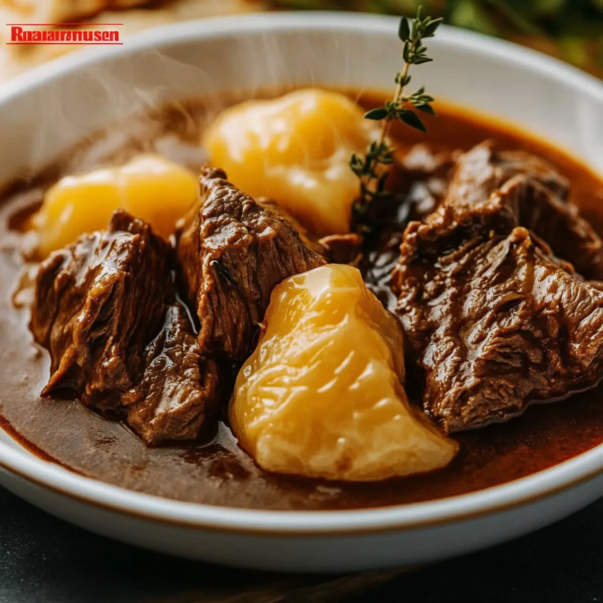 Pot-au-Feu Italien (Stracotto) : Fondant et Réconfortant - Finished dish plated beautifully